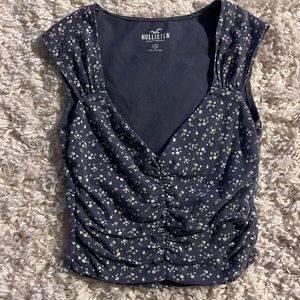 Hollister Blue Ruched Sleeveless Blouse